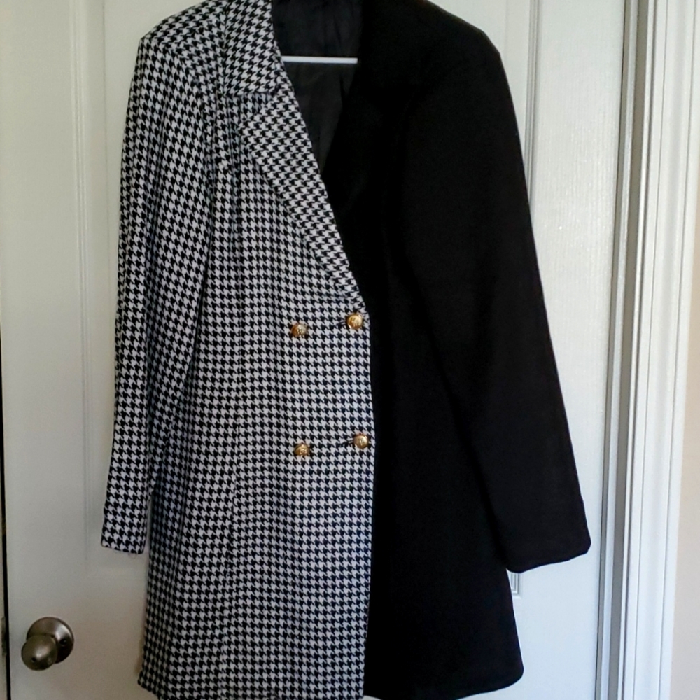 Shein Brand New / Never Worn Black & Gray Long Blazer Jacket, XL.